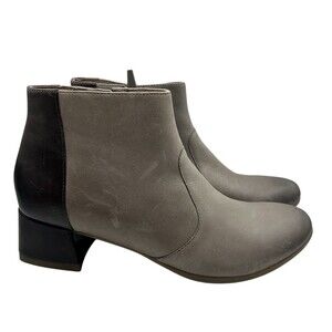 Dansko Petra Womens Ankle Booties Two-Tone Gray Side Zip Block Heel Size 39 8.5